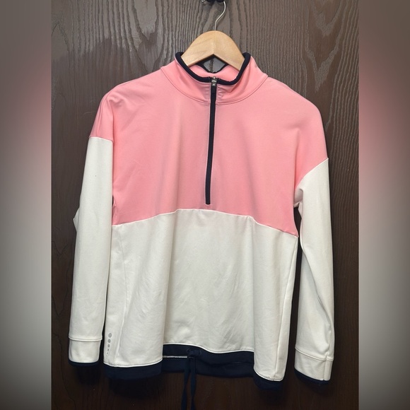 Talbots Pink and White Quarter-Zip Sweatshirt - Picture 2 of 4